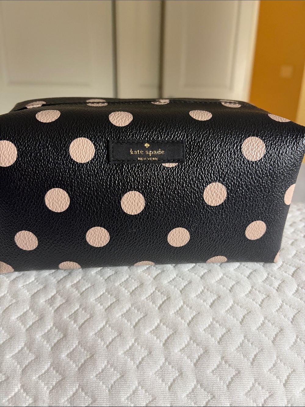 kate spade Black with Light Pink Polka Dot Cosmetic Pouch